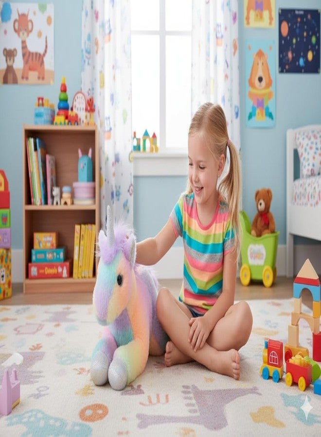 STRIDERS لعبة يونيكورن قطيفة ناعمة للأطفال - قوس قزح | حيوان محشو لطيف للأطفال | يونيكورن سحري قابل للعناق للبنات والأولاد | لعبة قطيفة ناعمة للعب - Image 3